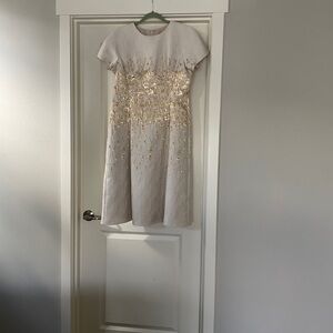 Teri Jon Cream Textured Dress